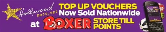 Hollywoodbets Top Up Vouchers available at all Boxer Store till points