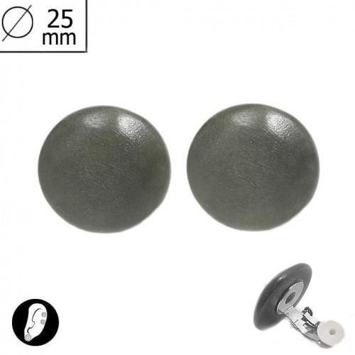  SG PARIS BIJOUX FANTAISIE BOUCLE D'OREILLES CLIP BOIS GRIS CERCLE
