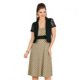 Vestido Casual Tomara que Caia Amêndoa com Estampa em Poá