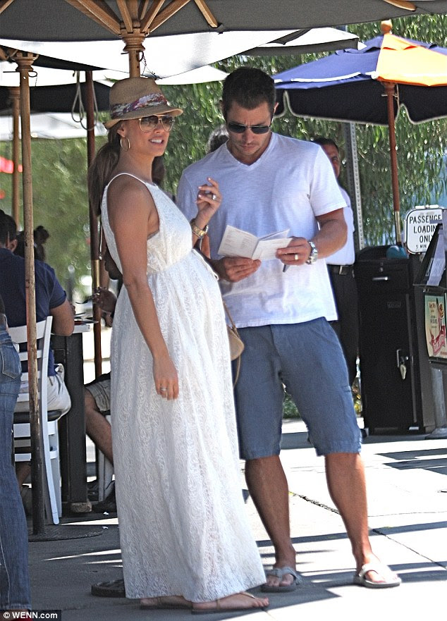 Countdown is on: Vanessa Minnillo stepped out with husband Nick Lachey in West Hollywood, California, on Wednesday looking very pregnant