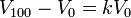 V_{100} - V_0 = kV_0\,