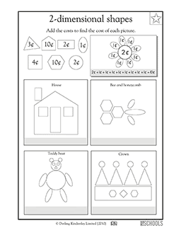 Kindergarten shapes math worksheets addition free
