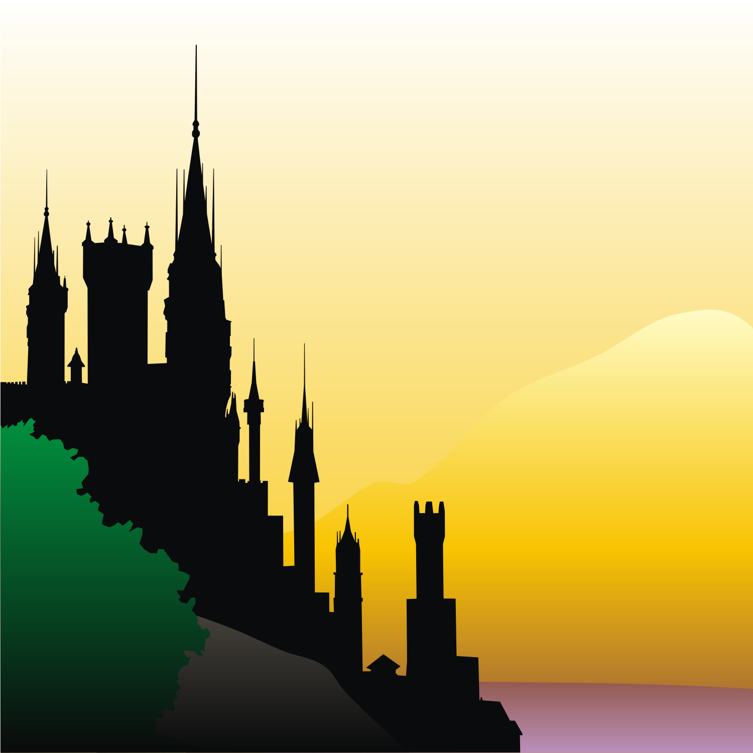 Download Vector for free use: Old castle silhouette