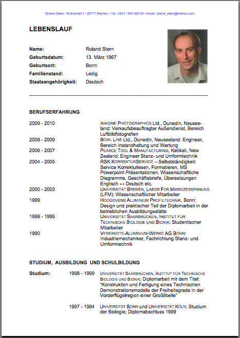 CV rolandstern.de - resume at deutsch