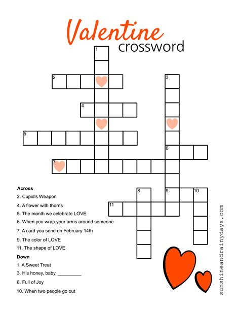  free printable valentine crossword printable word searches