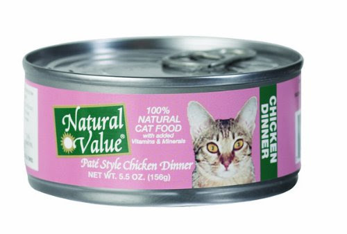 Natural Value Cat Food, Pate Style Chicken Dinner, 5.5-Ounce Cans (Pack of 24)