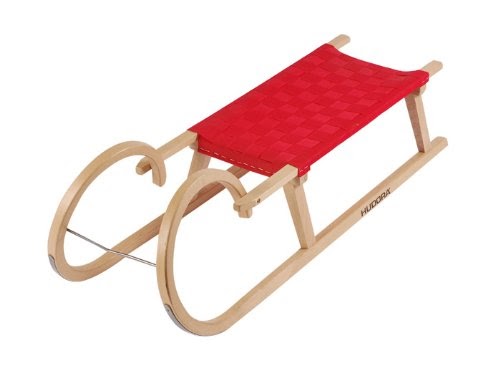 HUDORA Schlitten Holzschlitten Hörner Gurtsitz, 110 cm, 11994/02