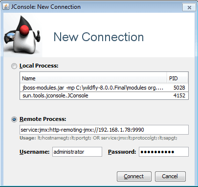 jconsole wildfly monitor application server