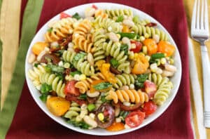 Pasta salad with white beans and corn