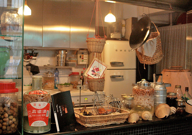Eclectic kitchen with modern and retro, east and west all co-existing in harmonious warmth