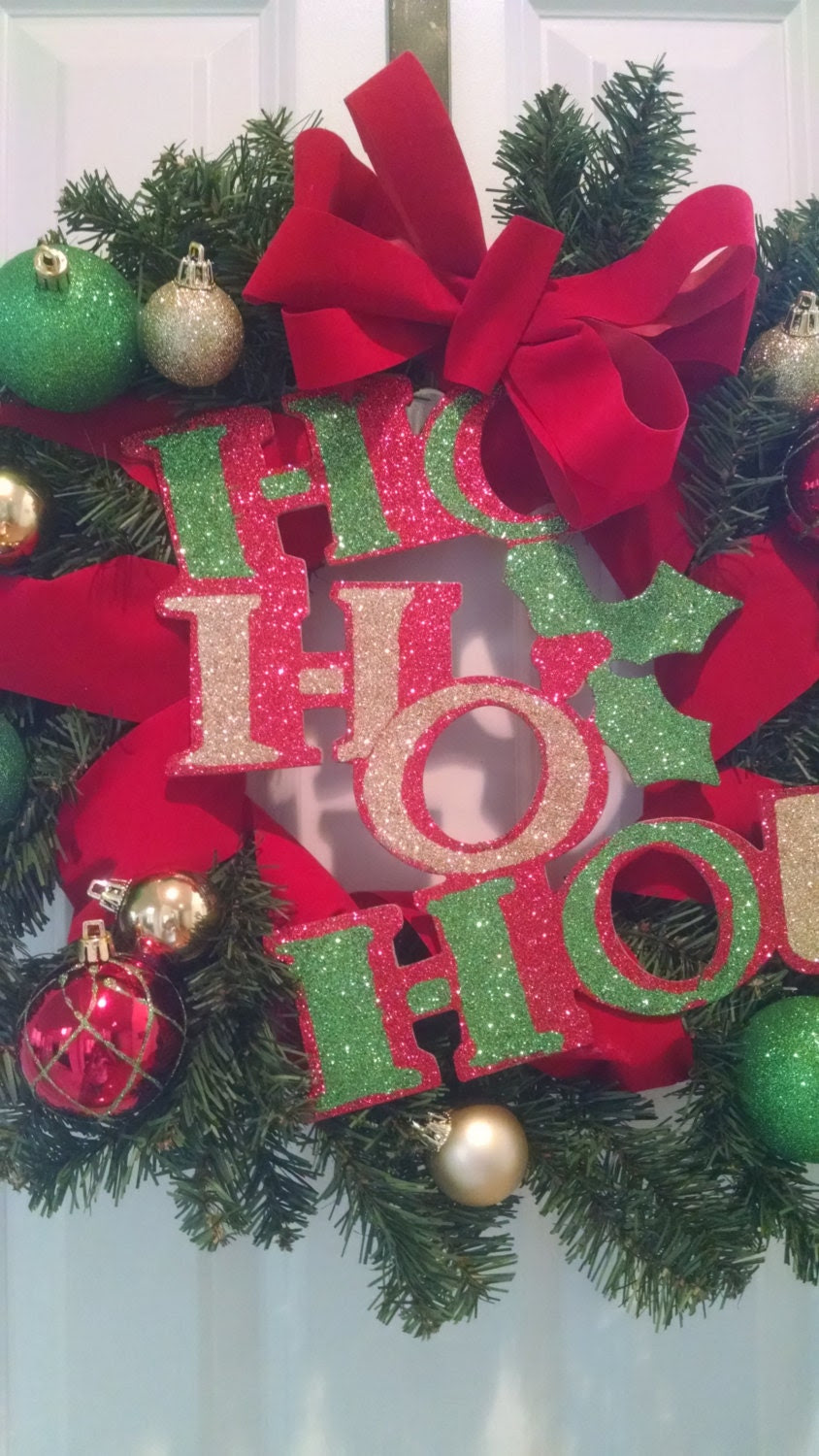 HO HO HO Christmas Wreath