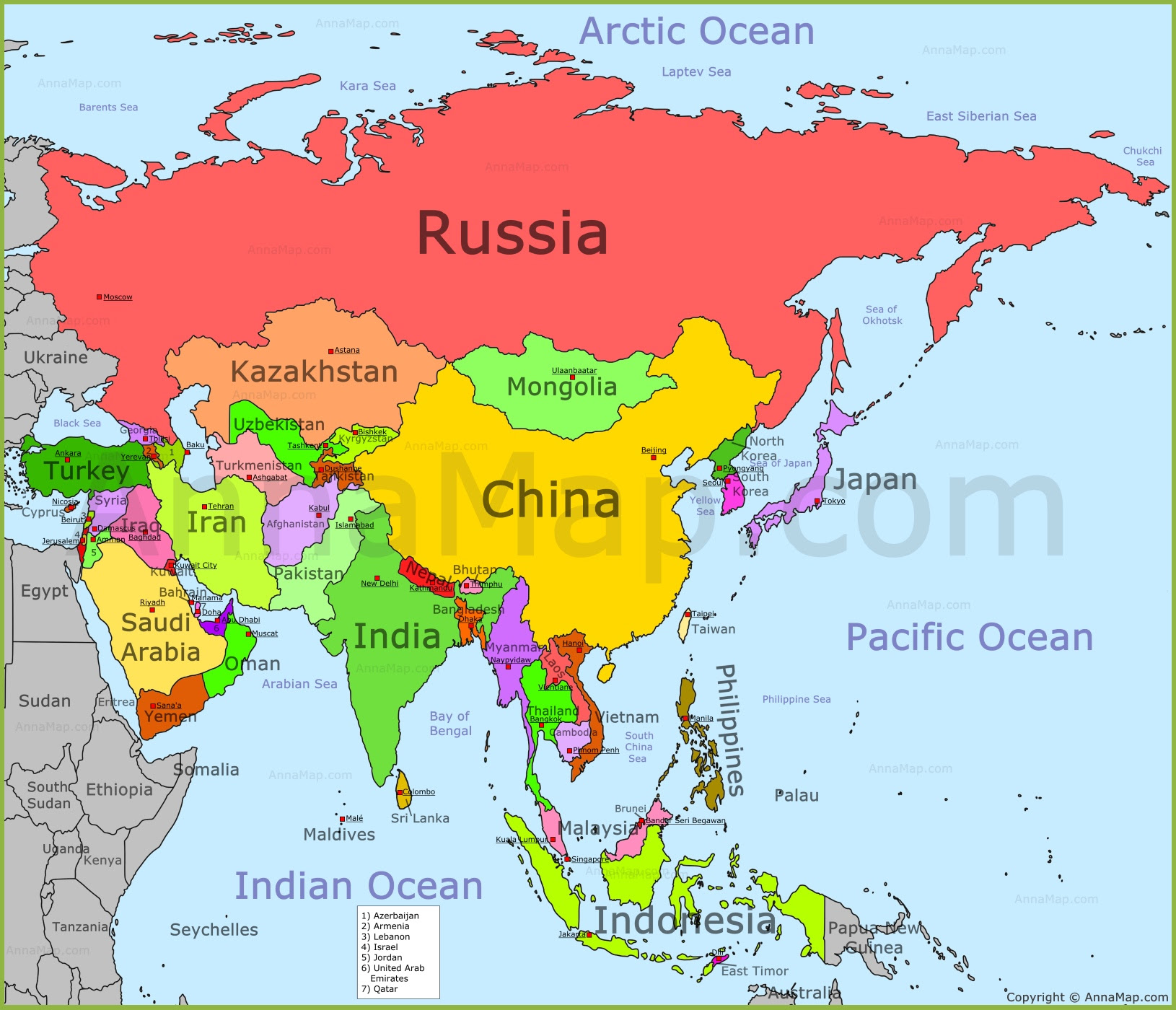 Asia Map Political Map Of Asia With Countries Annamapcom