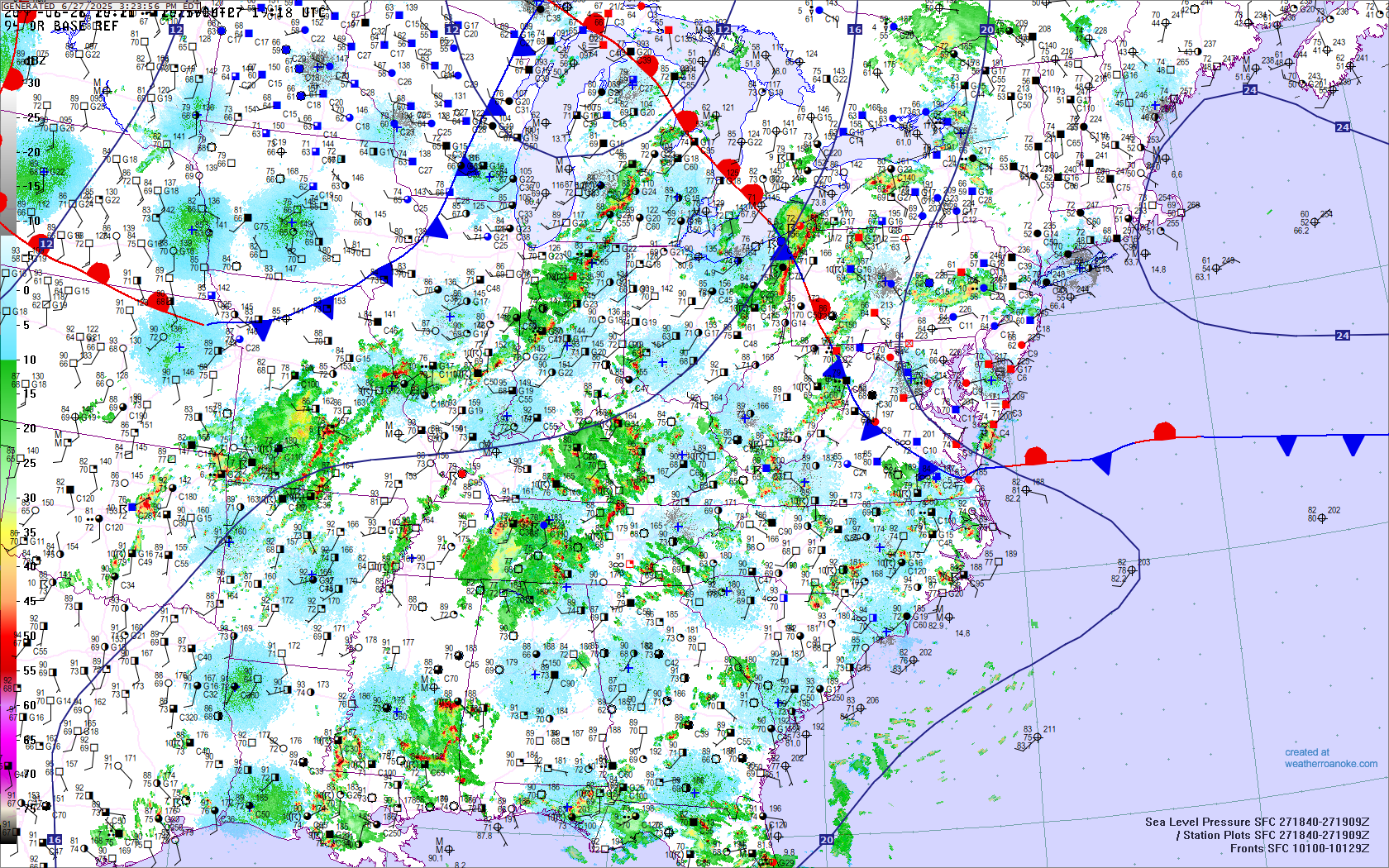 Eastern U S Weather Map Eastern US surface map