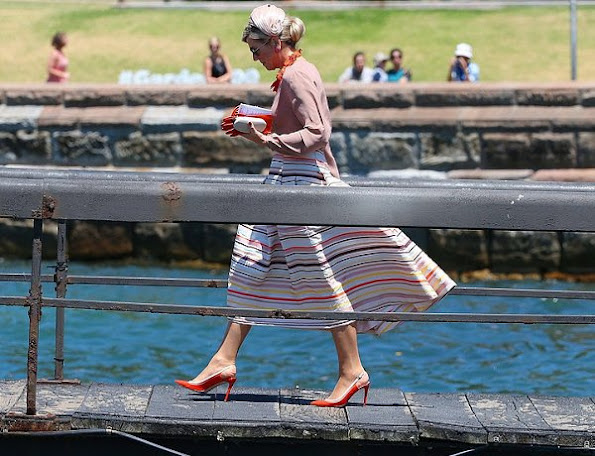 Queen Maxima wore Natan Skirt, dresses, Natan shoes, pumps, Natan Necklace, earrings