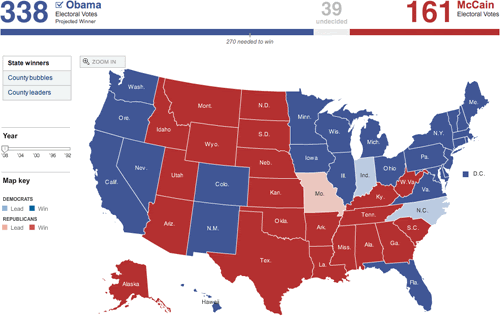 Electoral Map 2008. NY Times Electoral Map