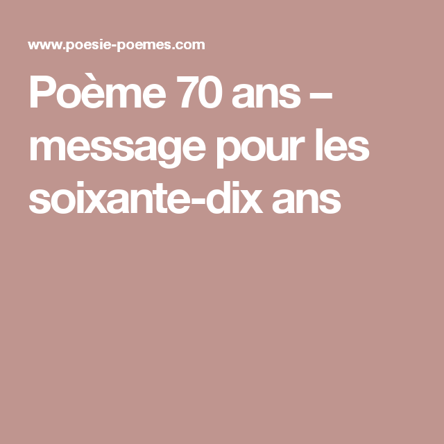 Poeme 70 Ans Soeur