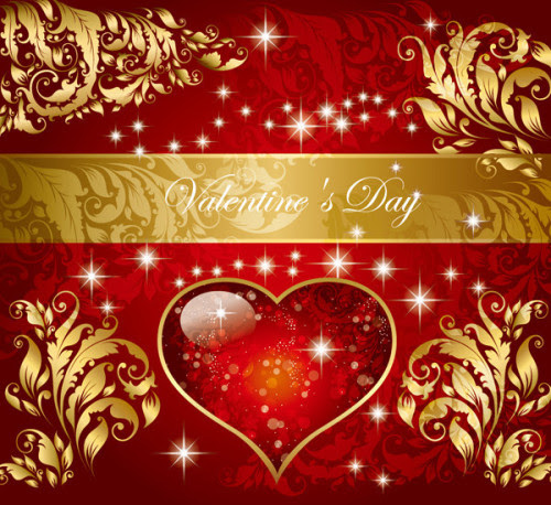 素材 バレンタインデー 帯付きのゴージャスな背景 Valentine Gorgeous Pattern Vector