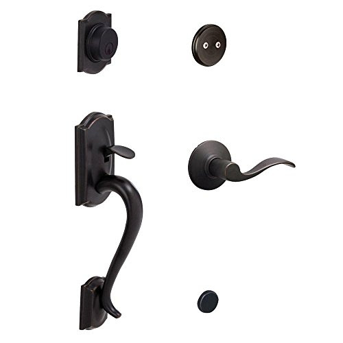 Schlage F93CAM716ACCLH Camelot Inactive Handleset with Accent Left-handed Lever, Aged Bronze