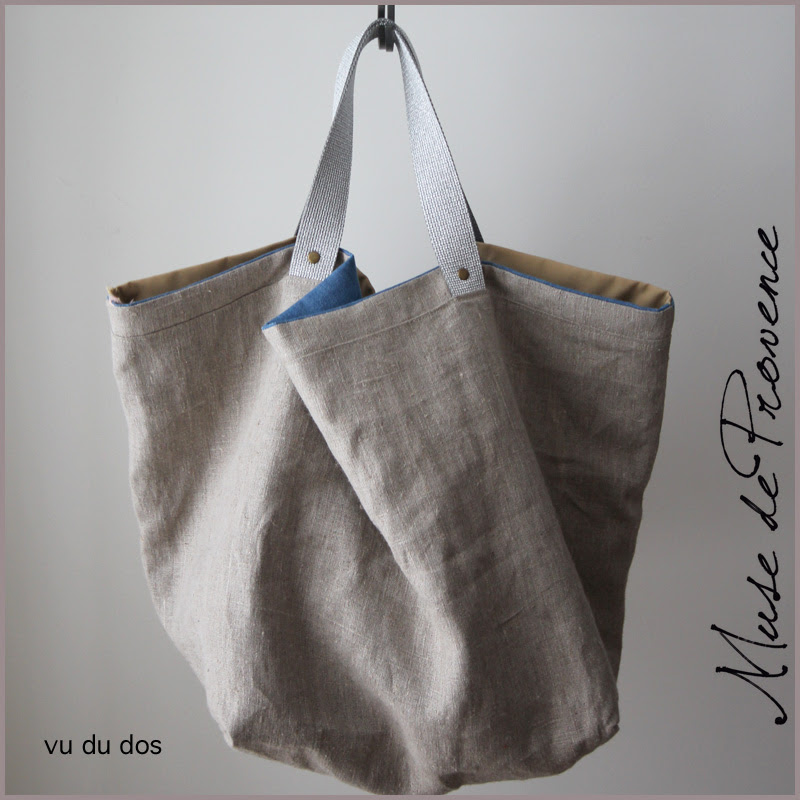 Sac de plage cabas en lin naturel 3