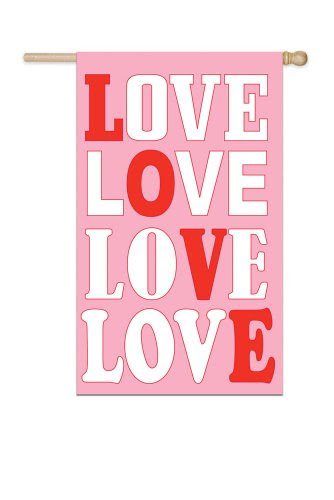 L-O-V-E Applique Valentine's Day Garden Flag