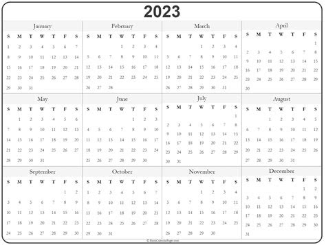  2023 printable one page calendar printable calendar 2023