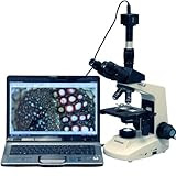 AmScope 40X-2000X Full-Size Professional Research Grade Biological Compound Microscope with Siedentopf Trinocular Head, Two-layer Mechanical Stage, Dome Bulb Halogen Illumination and 9.1 MP USB Digital Camera