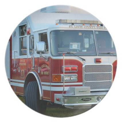 st lucie county firetruck front end fire truck party plate