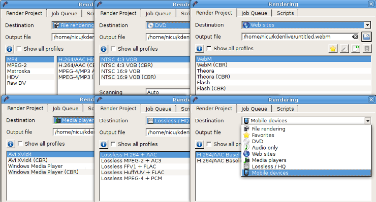 kdenlive video formats export