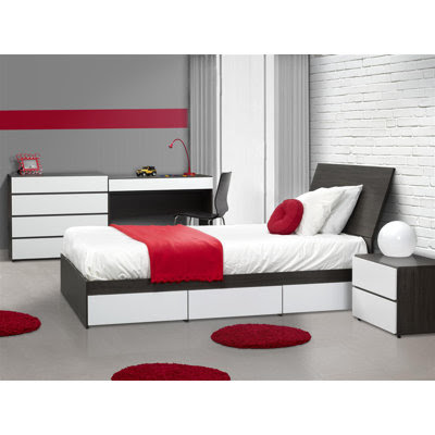 Allure Storage Bed in White and Ebony