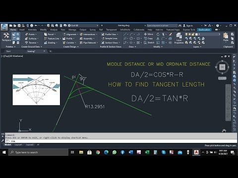 How to Calculate Middle Distance and Tangent Length