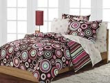 Girls Teen Hippie Chic Hot Pink and Brown Comforter Set with Luscious 250tc Sheets