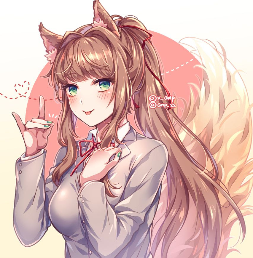 Kawaii Foxy Girl Monika Doki Doki Ddlc Fanart Artist X Anp Visual Novels Waifu Clan Anime Pics Digital Art Gun bullet png guy holding gun png gun png monika png machine gun png gun smoke png.