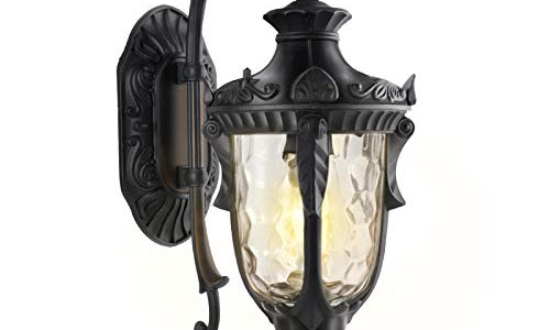PARTPHONER Outdoor Indoor Light Fixtures Wall Mount, Waterproof Porch Light Fixtures, Outside Wall Sconce Exterior Wall Lantern with Textured Glass for House, Front Door, Garage