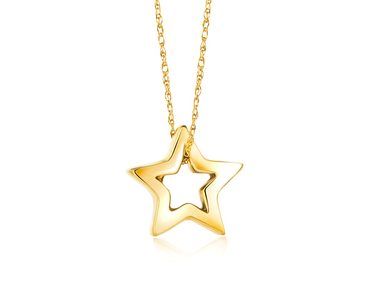 Open Star Pendant in 14K Yellow Gold - Richard Cannon Jewelry