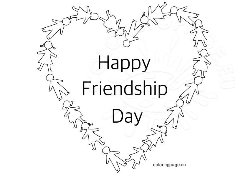 Happy Friendship Day Heart Coloring Page Happy Friendship Day Heart Coloring Page