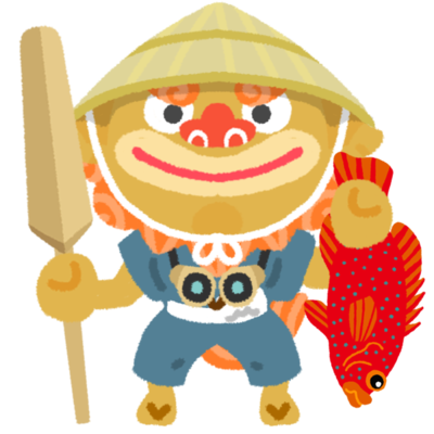 海人 うみんちゅ シーサーの無料素材 イラスト沖縄 おきなわ