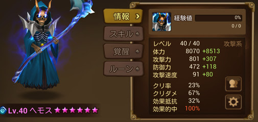 ヘモス 考察やルーン サマナーズウォー攻略 125ch