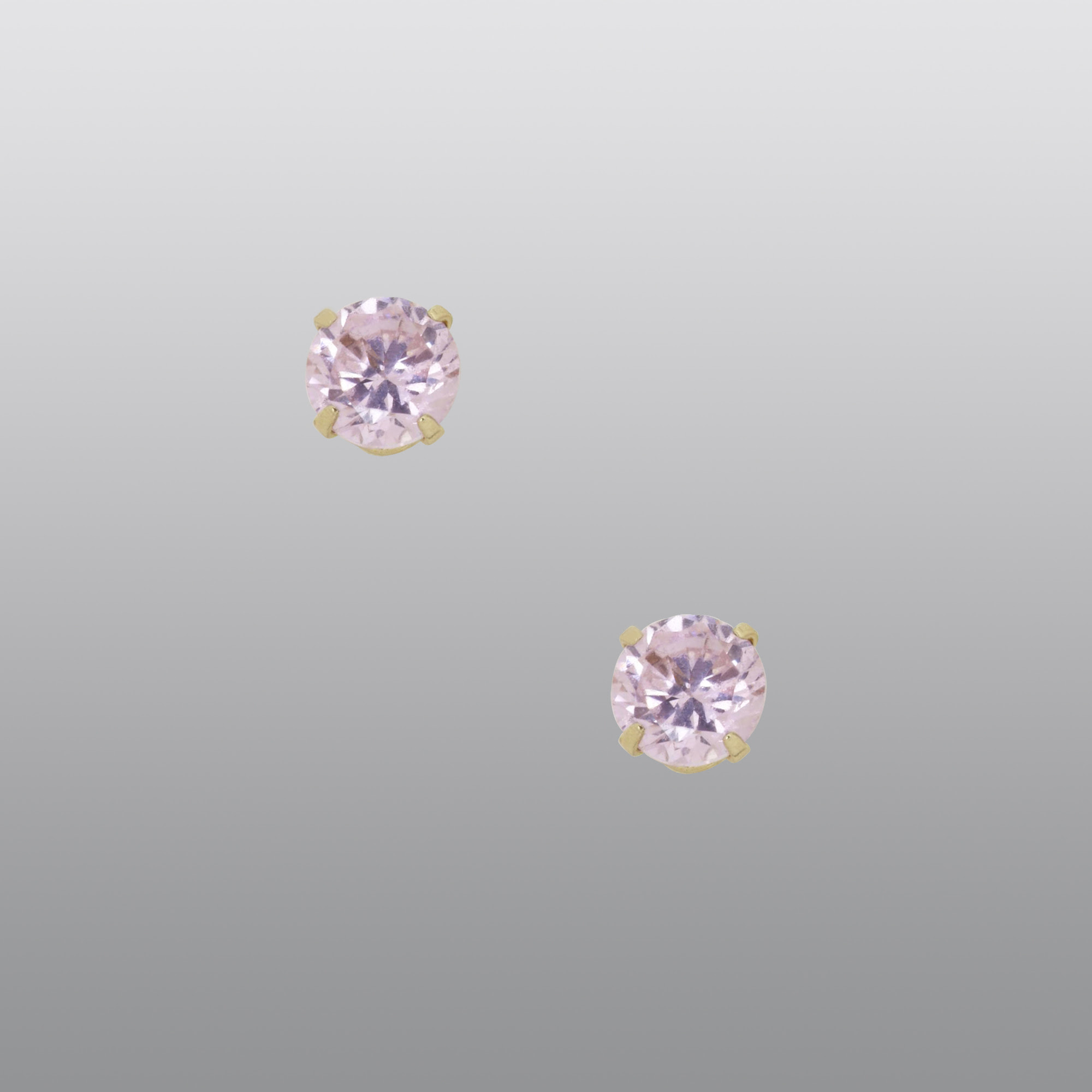 My First Gold 14K Yellow Gold 4mm Pink Cubic Zirconia with 4mm Gold Ball Nut Earring