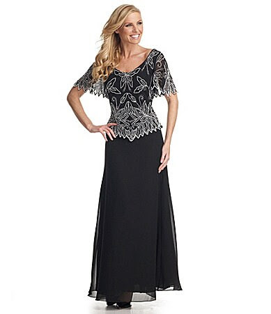 Jkara Petites Beaded Chiffon Gown | Dillards