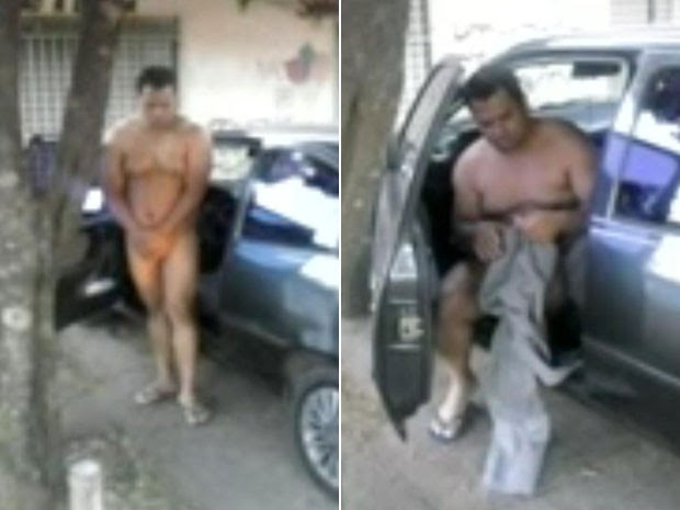 Homem flagrado nu em via pública de Ceilândia, no Distrito Federal (Foto: Polícia Militar/Reprodução)