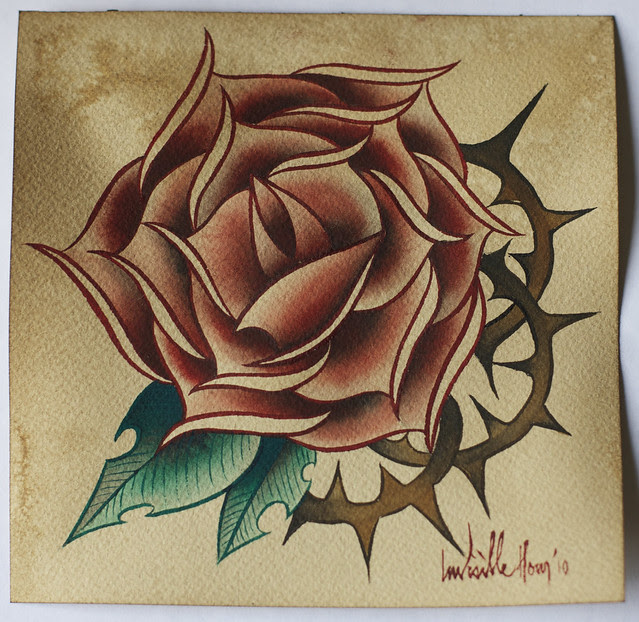  done with spit shading technique prevalent in classic tattoo art