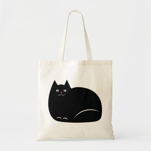 Cute Fat Black Cat Tote Bag
