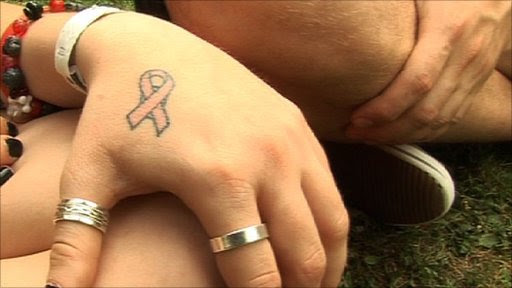 Philippa, 18, shows off her homemade tattoos, done by her friends