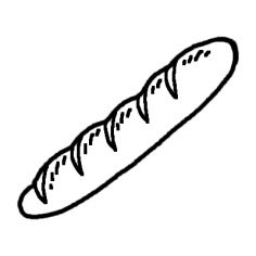 バケット フランスパン パン 料理 ミニカット 無料 白黒イラスト素材
