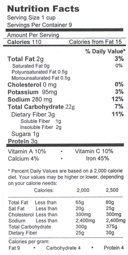 nutrition labels