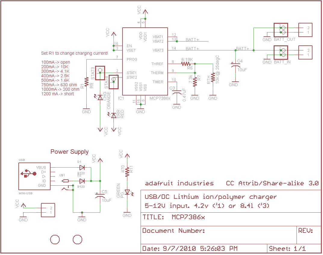 USB/DC Lithium Polymer battery charger 5-12V [3.7/4.2v cells] ID: 280 