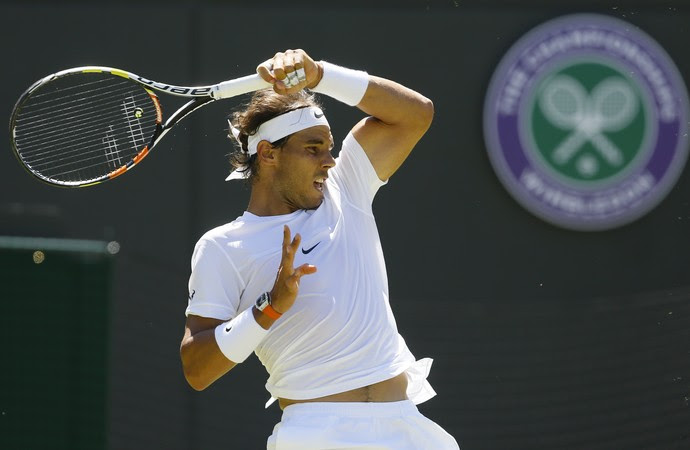 Rafael Nadal x Thomaz Bellucci em Wimbledon (Foto: AP Photo/Kirsty Wigglesworth)