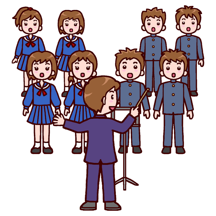 男女混声 カラー 合唱 コーラスの無料イラスト 部活動 クラブ活動 文化部 学校素材
