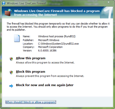 Windows Live OneCare Firewall