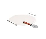 Italian Villa 14-1/2-Inch Jumbo Pizza Stone and Rack with Jumbo Pizza Cutter